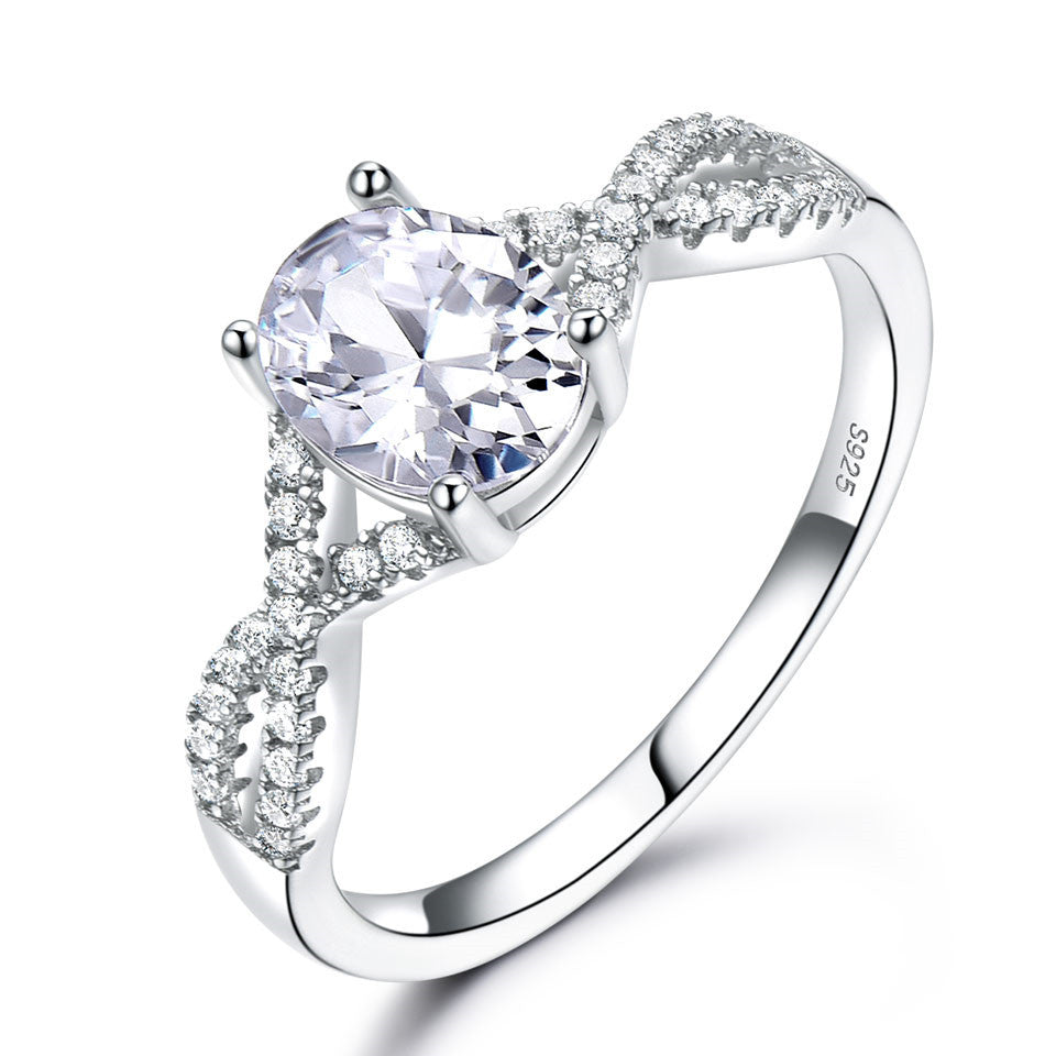 Sterling Silver Ring Oval Nano Morganite