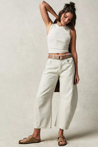 Dia High Stretch Mid-Rise Barrel Jeans