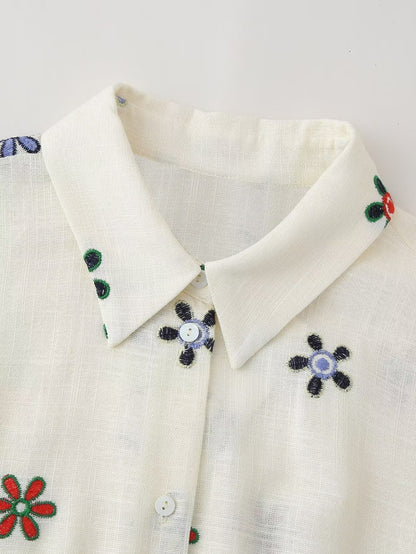 Jazzie Flower Embroidered linen co-ord
