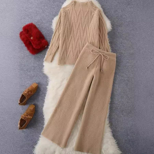 Fable Knitted Sweater Wide Leg Pants Two-piece Set