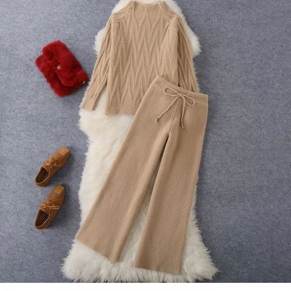 Fable Knitted Sweater Wide Leg Pants Two-piece Set