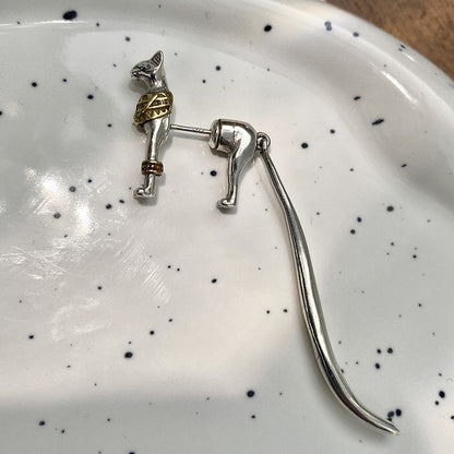 Sliver Cat Stud Earrings