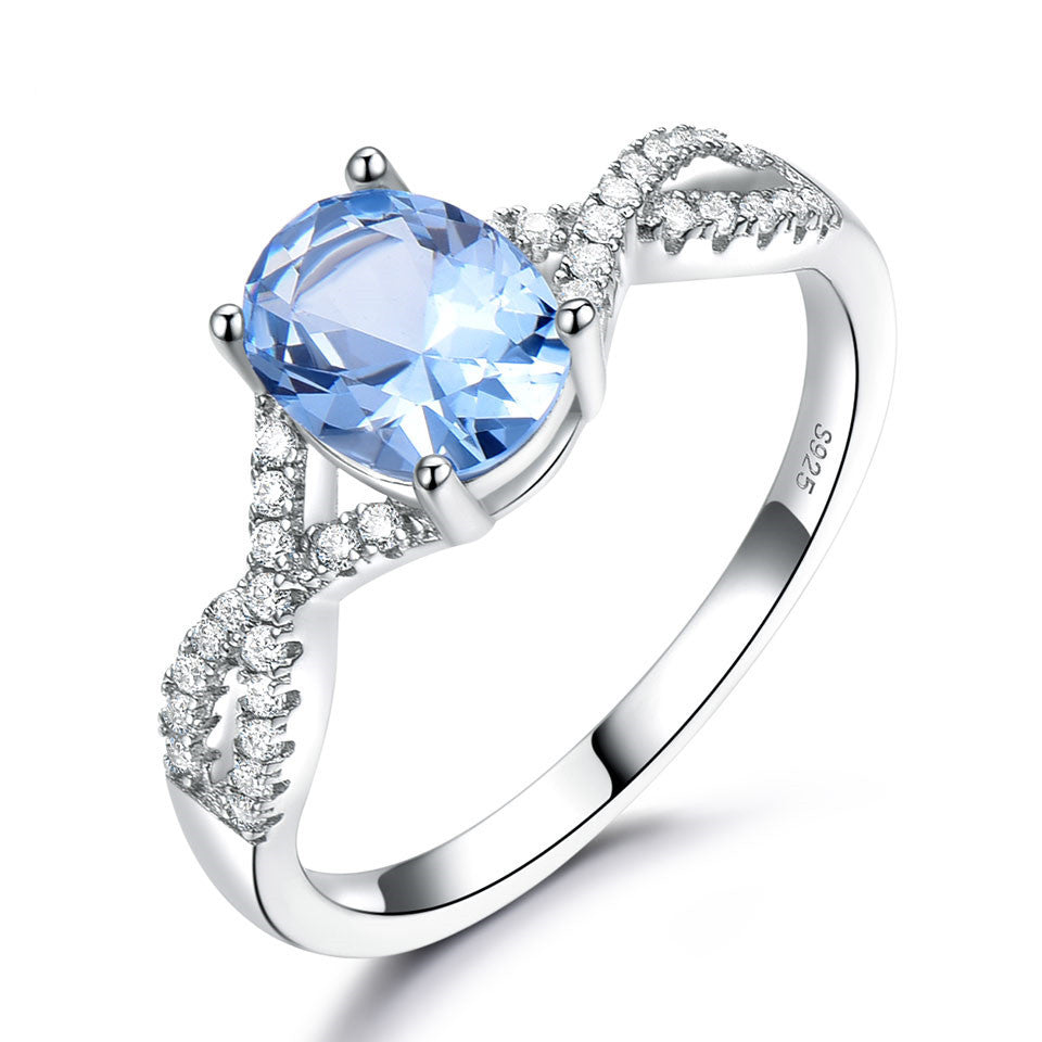 Sterling Silver Ring Oval Nano Morganite