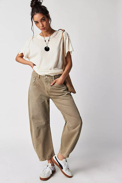 Dia High Stretch Mid-Rise Barrel Jeans