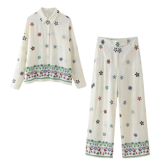 Jazzie Flower Embroidered linen co-ord