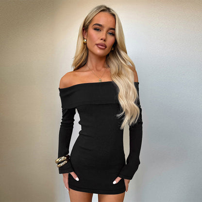 Selena Off-shoulder Knitted Long-sleeved Dress