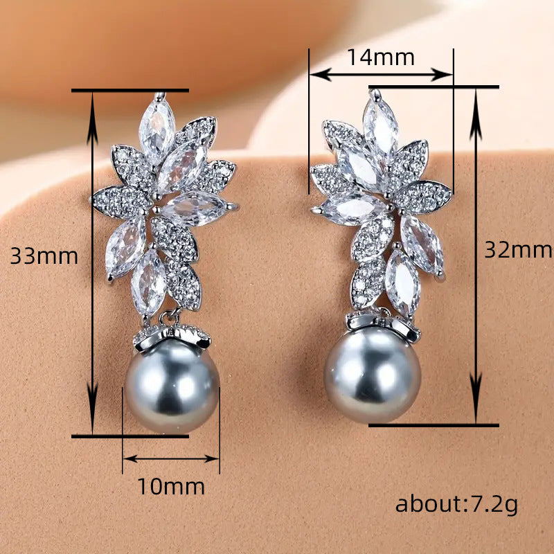 Vintage Wheat Flowers Pearl Earrings