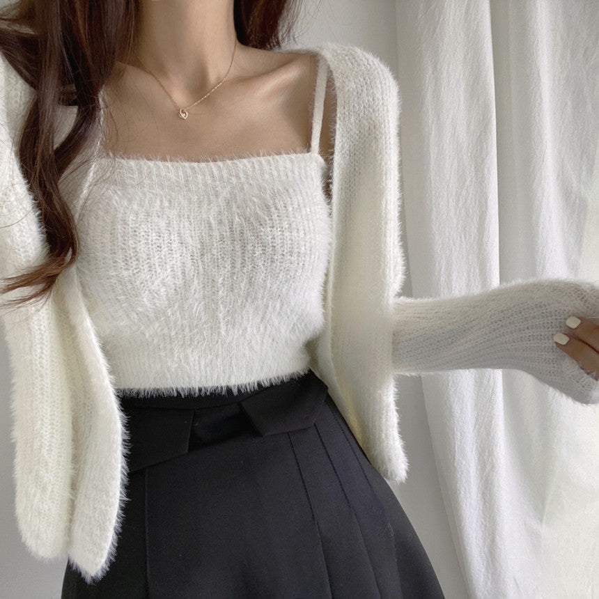 Gia Cardigan Coat & Tube Top Vest