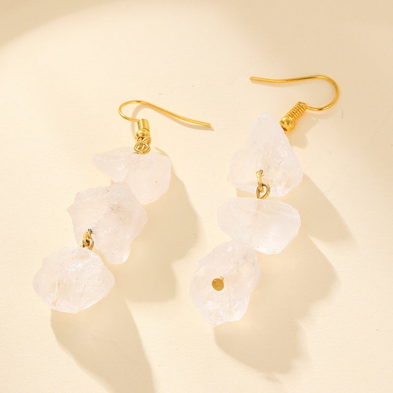 Irregular Raw Stones Crystal Long Earrings