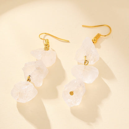 Irregular Raw Stones Crystal Long Earrings