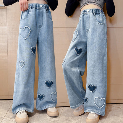 Love Raw Edge Denim Wide-leg Pants