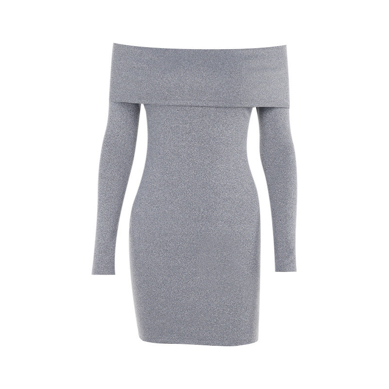 Selena Off-shoulder Knitted Long-sleeved Dress