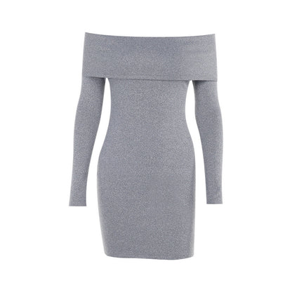 Selena Off-shoulder Knitted Long-sleeved Dress