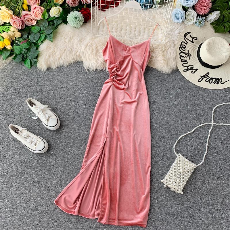 Azalea V-neck strap velvet dress