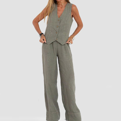 Lillian linen vest and pant co-ords