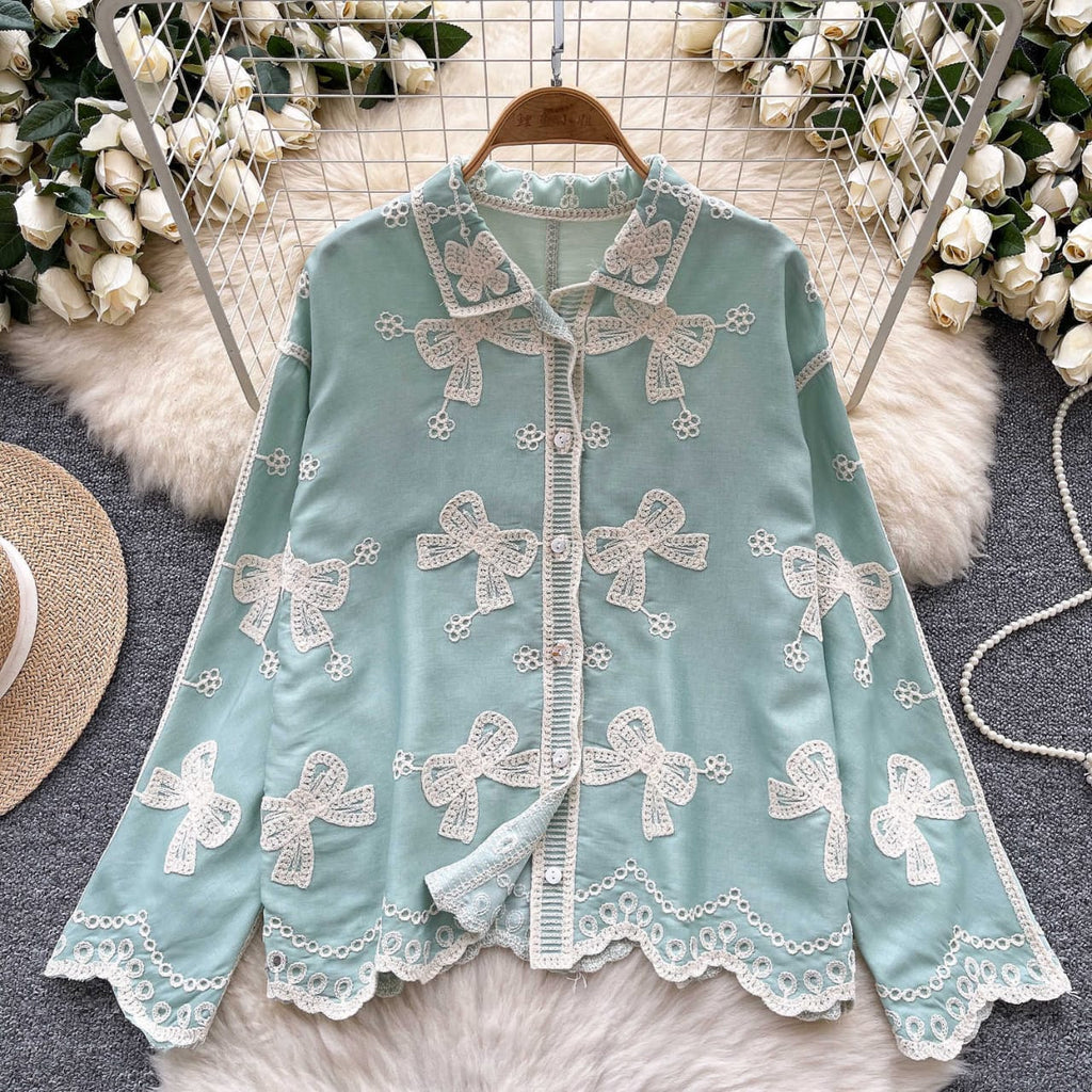 Bow Luxury Embroidery Shirt