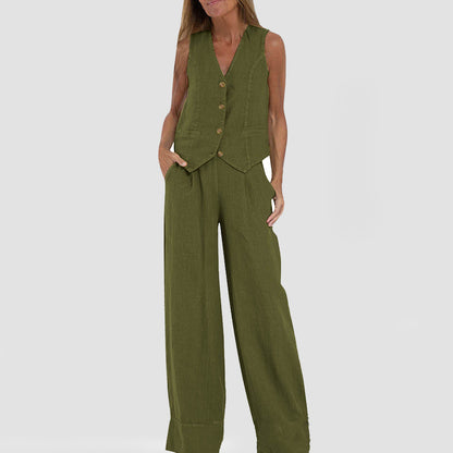 Lillian linen vest and pant co-ords