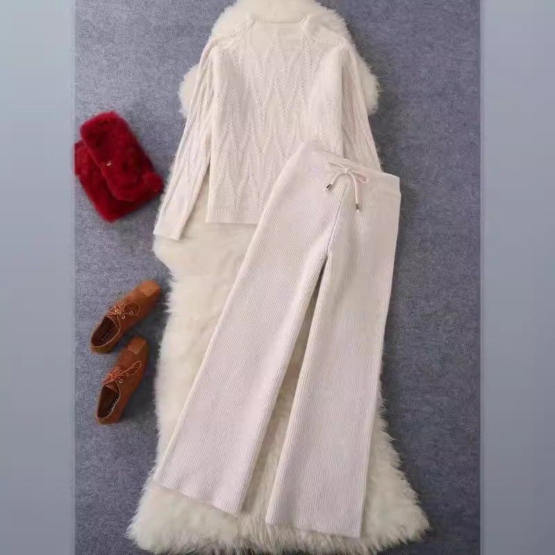 Fable Knitted Sweater Wide Leg Pants Two-piece Set