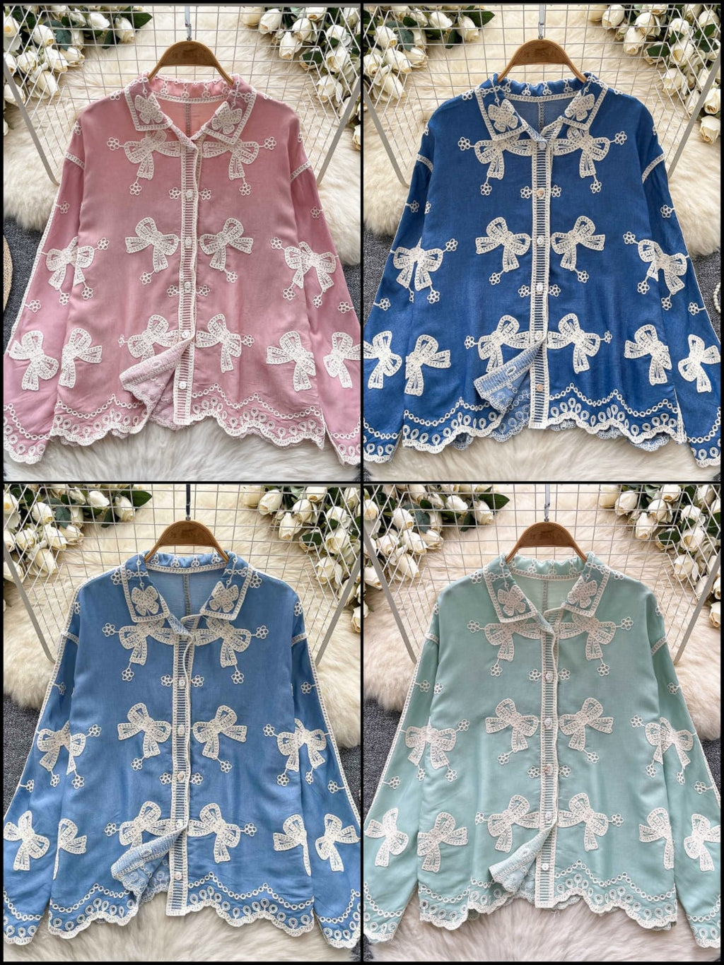 Bow Luxury Embroidery Shirt