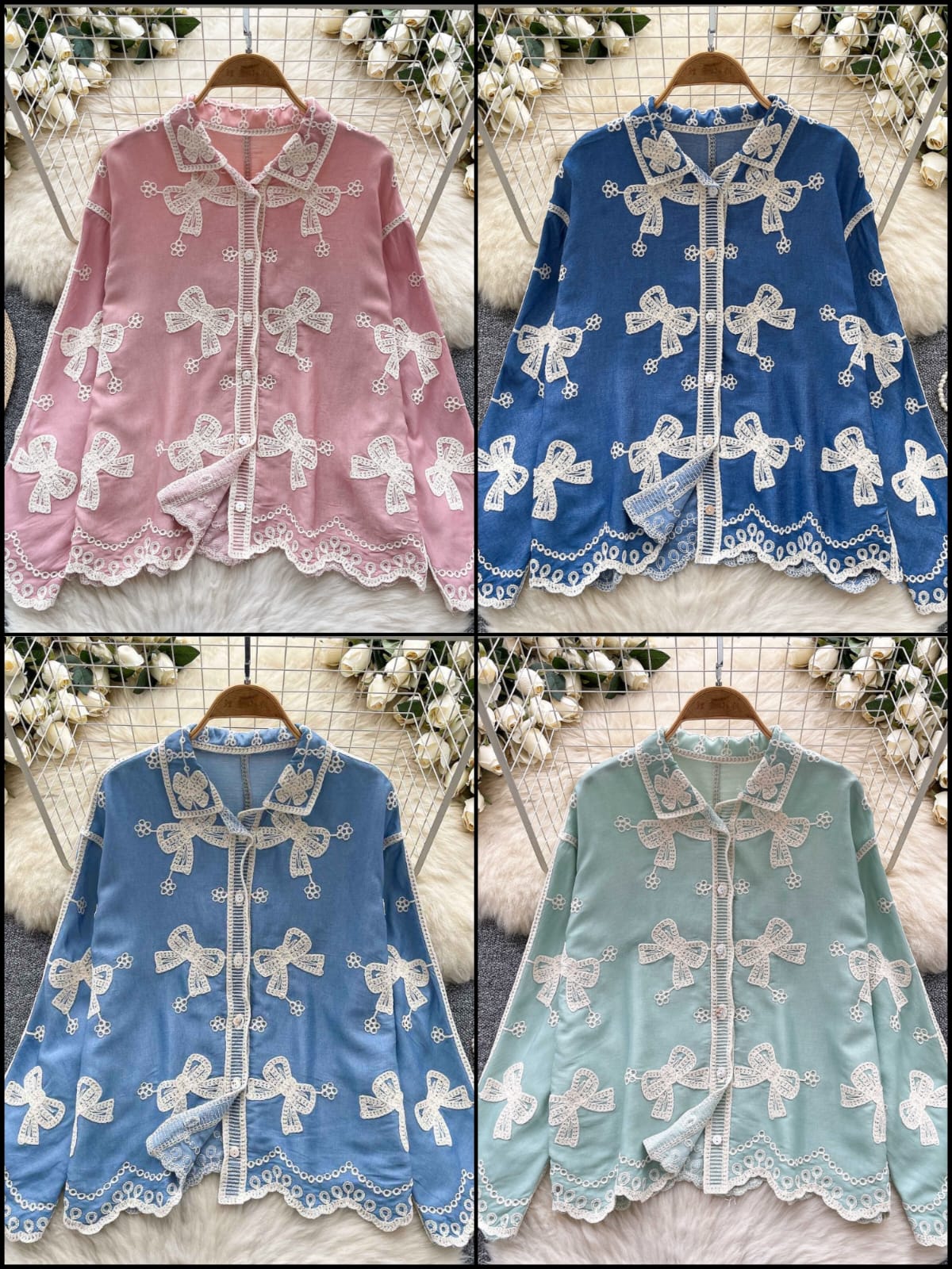 Bow Luxury Embroidery Shirt