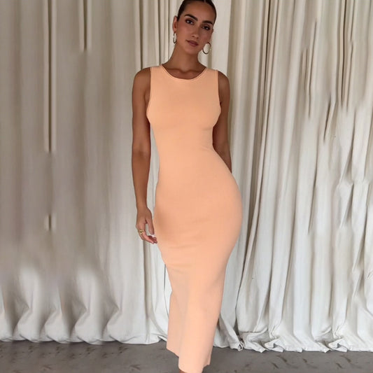 Sunset Glow Ribbed Midi Dress