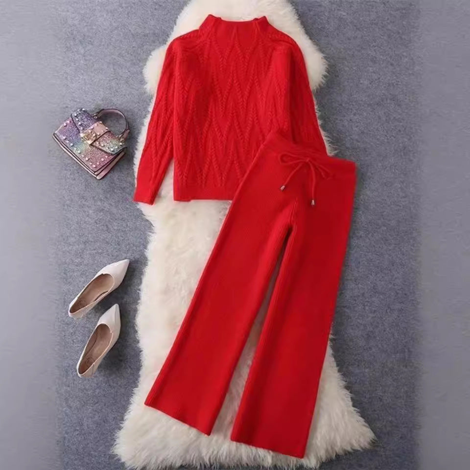 Fable Knitted Sweater Wide Leg Pants Two-piece Set