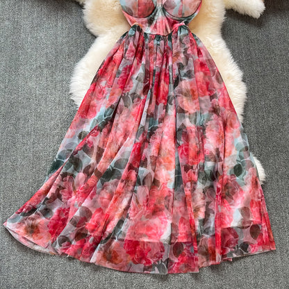 Marigold Floral Chiffon padded Dress
