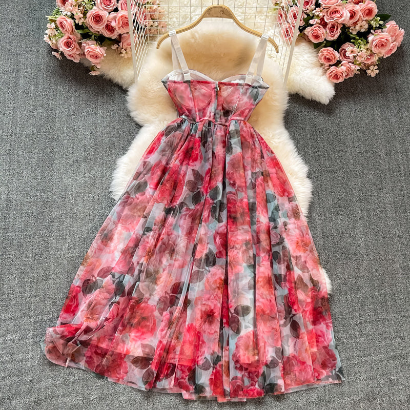 Marigold Floral Chiffon padded Dress