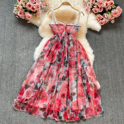Marigold Floral Chiffon padded Dress