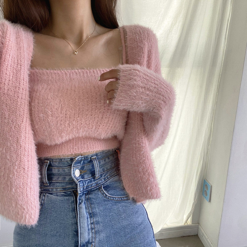 Gia Cardigan Coat & Tube Top Vest