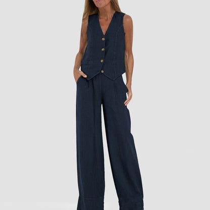 Lillian linen vest and pant co-ords