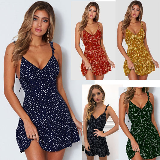 Maëlle Polka-dot Strappy Dress