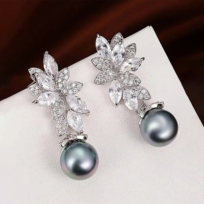 Vintage Wheat Flowers Pearl Earrings