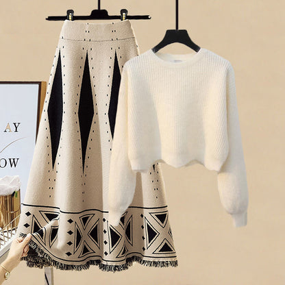 Madeleine Knitting Sweater Skirt Two-piece Set