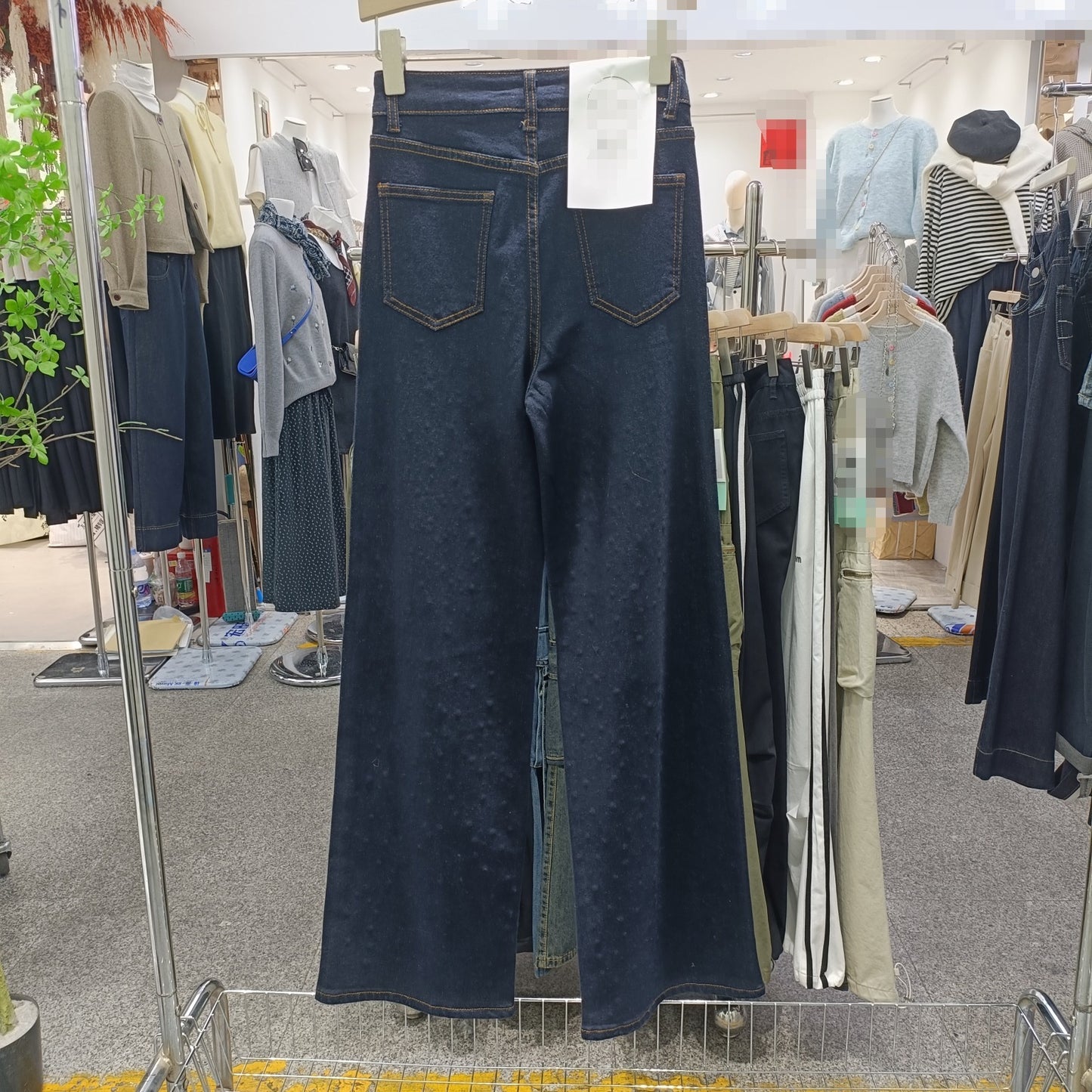 Korean Dark Blue Rhine Stone Jeans