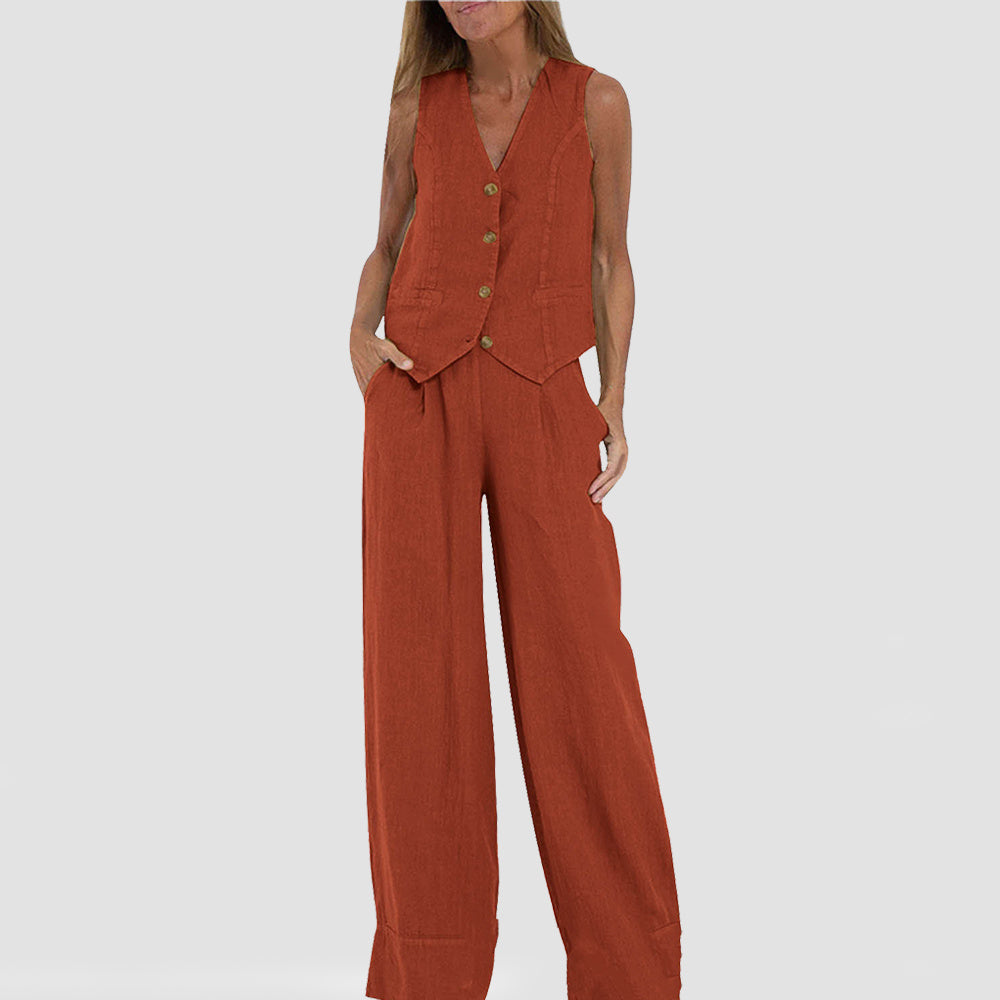 Lillian linen vest and pant co-ords