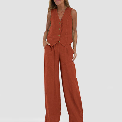 Lillian linen vest and pant co-ords