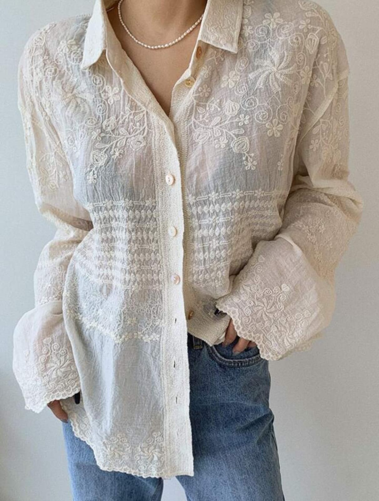 Hayat White embroidered Luxury Shirt