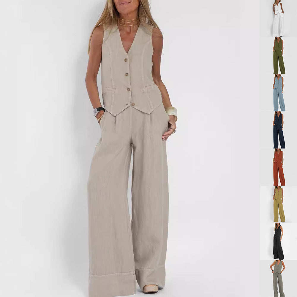 Lillian linen vest and pant co-ords