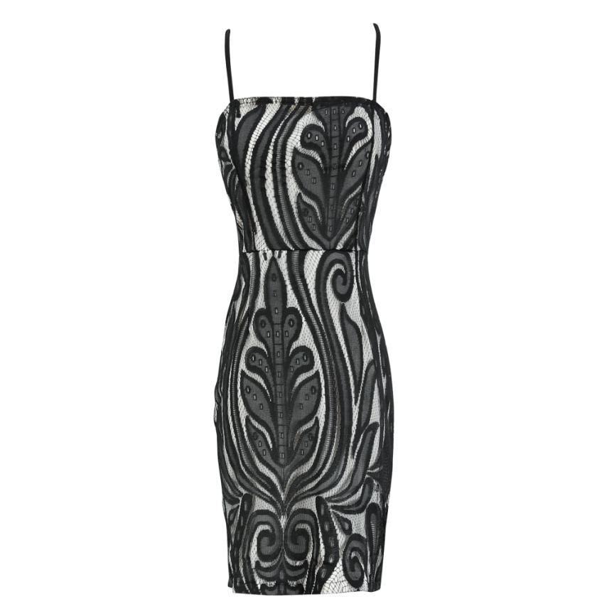 Sheath Dress With Lace Halter At The Back
