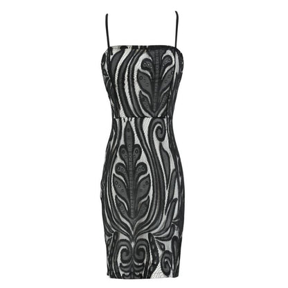 Sheath Dress With Lace Halter At The Back