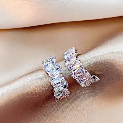 Zircon Curved Stud Earrings