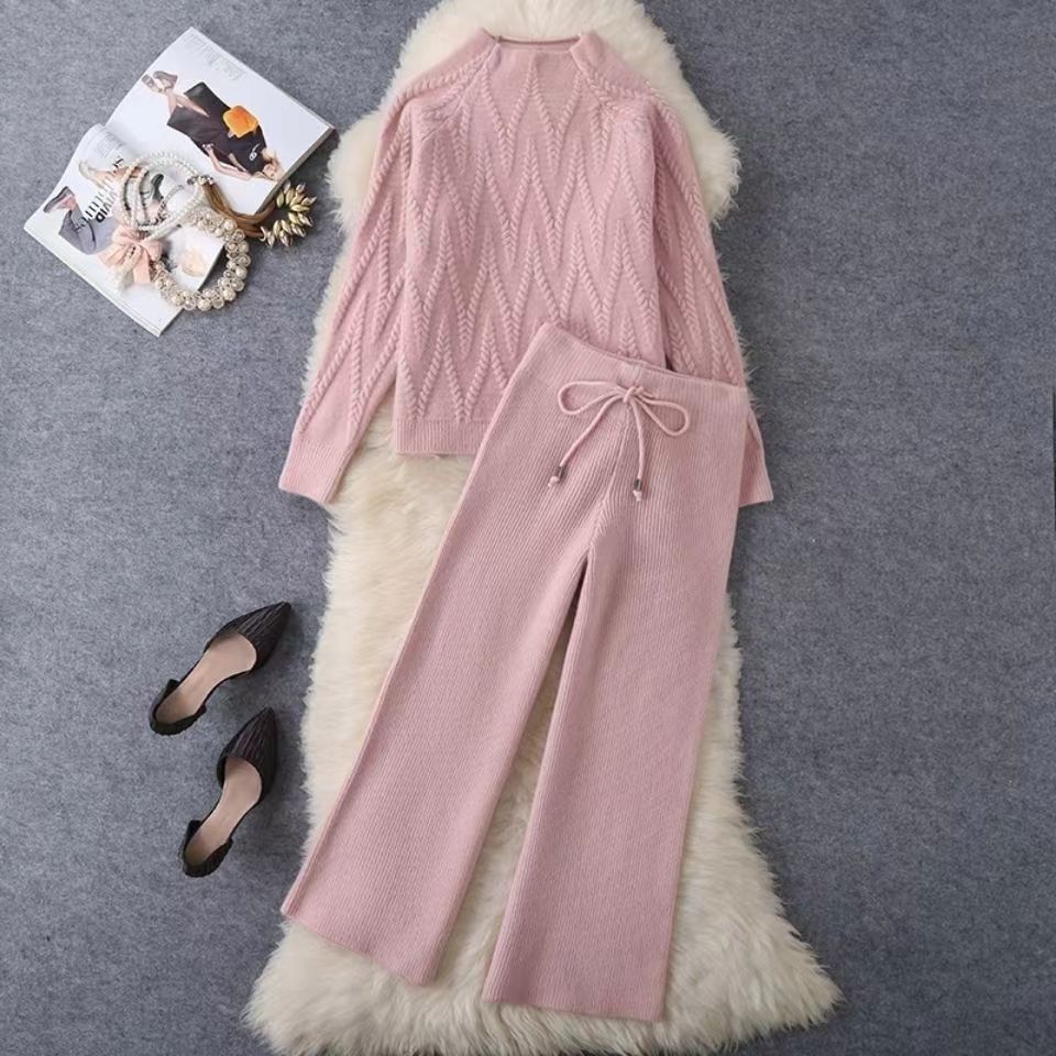 Fable Knitted Sweater Wide Leg Pants Two-piece Set
