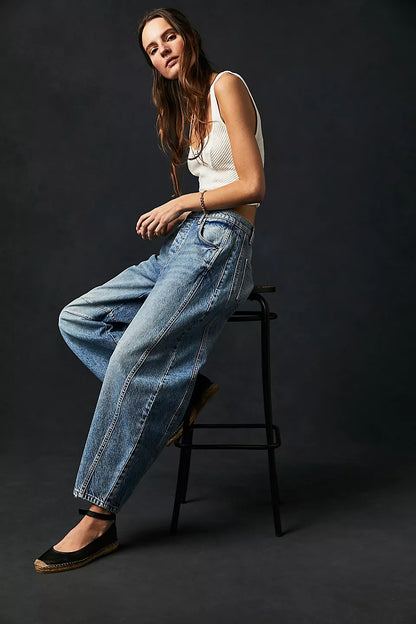 Dia High Stretch Mid-Rise Barrel Jeans
