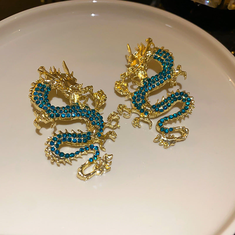 Retro Dragon Stud Earrings