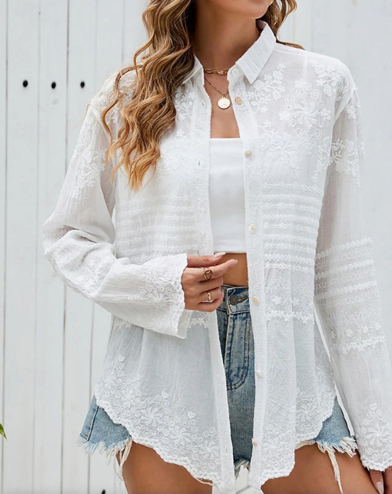 Hayat White embroidered Luxury Shirt