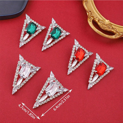 Da-som Multi-colored Exaggerated Rhinestones Triangle Jewel Earrings