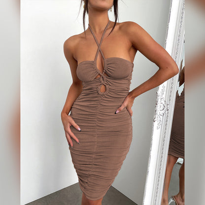 Cecelia Backless Pleated Cross Dress