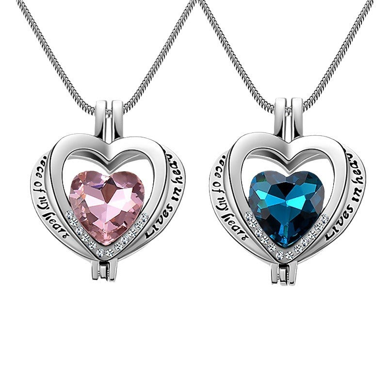 Alloy Heart-shaped Gemstone Necklace