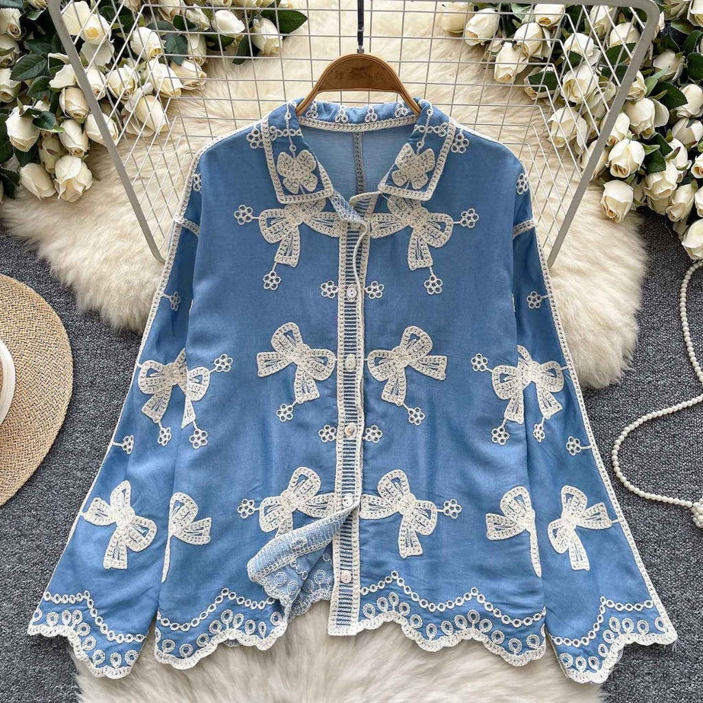 Bow Luxury Embroidery Shirt
